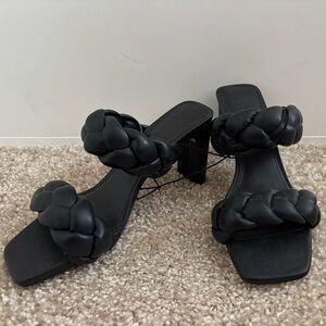 H&M Black Braided Heeled Sandals